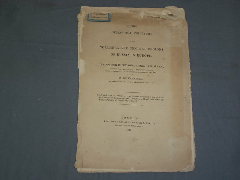 1841 GEOLOGICAL STRUCTURE OF NORTHERN AND CENTRAL REGIONS OF RUSSIA - J 4960