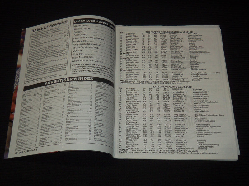 2002-2005 READING PHILADELPHIA PHILLIES BASEBALL PROGRAMS LOT OF 3 - ST 1767I