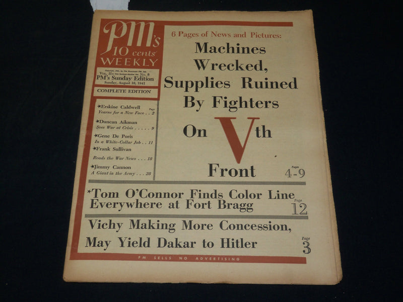 1941 AUGUST 10 PM'S WEEKLY NEWSPAPER - SUPPLIES RUINED BY FIGHTERS - NP 4932