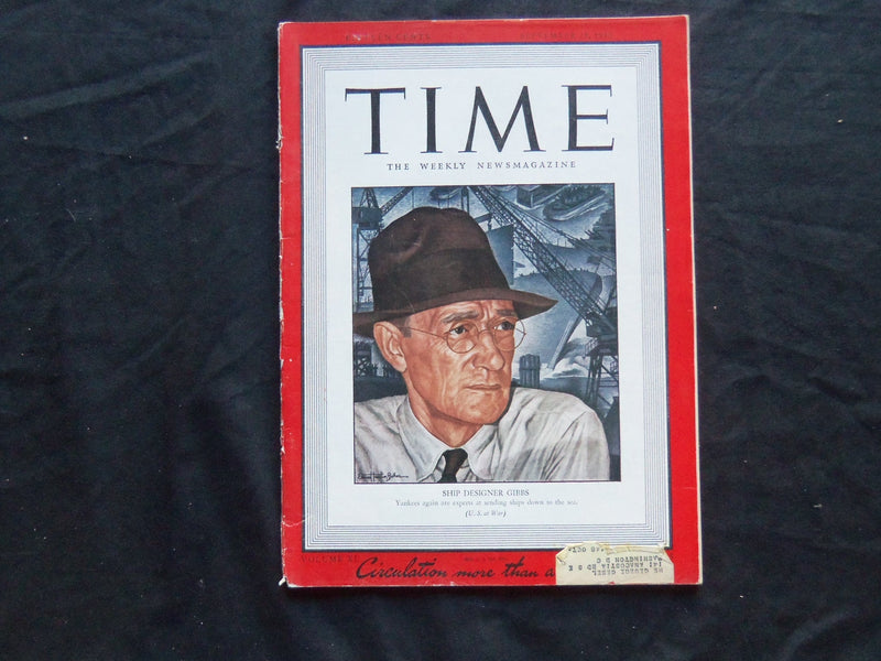 1942 SEPTEMBER 28 TIME MAGAZINE - WILLIAM F. GIBBS, SHIP DESIGNER - T 833