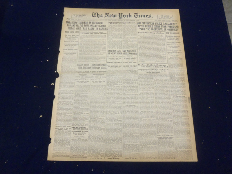 1918 FEBRUARY 18 NEW YORK TIMES - MARAUDING SOLDIERS IN CETROGRAD - NT 8245