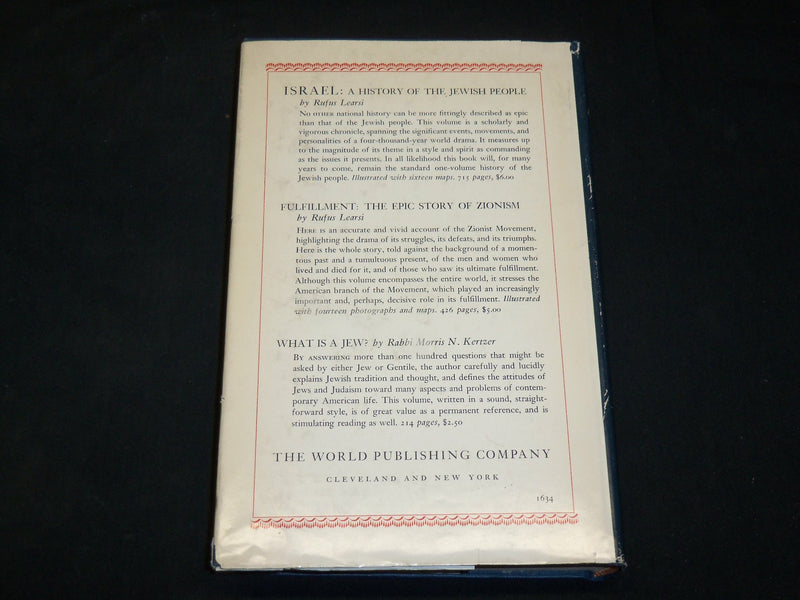 1954 THE JEWS IN AMERICA A HISTORY HARDCOVER BOOK BY RUFUS LEARSI - KD 2762U