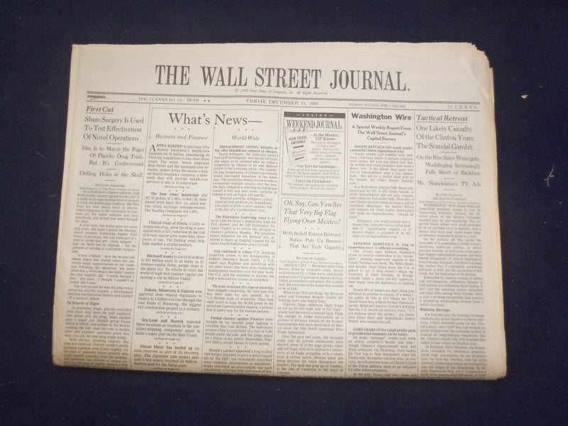 1998 DEC 11 THE WALL STREET JOURNAL - CASULTY OF CLINTON YEARS: SCANDAL - WJ 109