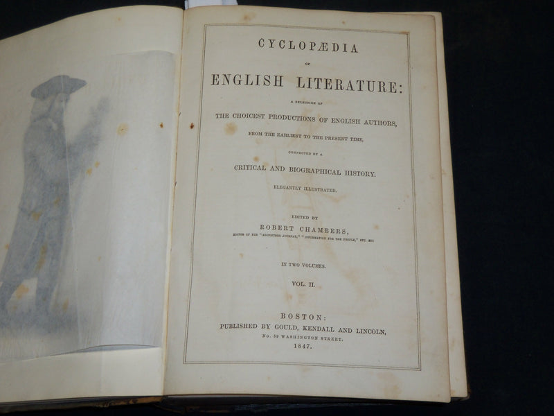 1847 CYCLOPAEDIA OF ENGLISH LITERATURE VOLUME NO. 2 EDITED BY CHAMBERS - KD 5910