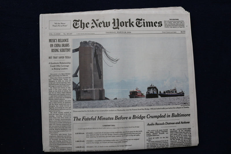 2024 MARCH 28 NEW YORK TIMES - MINUTES BEFORE FRANCIS SCOTT KEY BRIDGE COLLAPSES