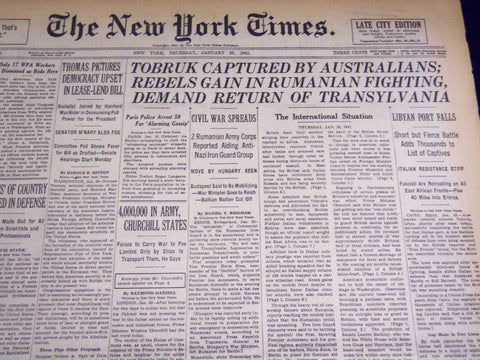 1941 JAN 23 NEW YORK TIMES - TO BRUK CAPTURED BY AUSTRALIANS - NT 1517