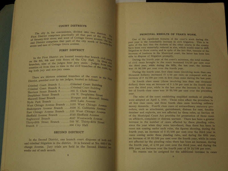 1910 MUNICIPAL COURT OF CHICAGO FIFTH ANNUAL REPORT - K 2700
