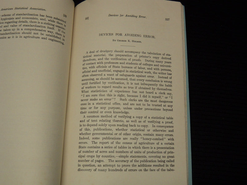 1908 DECEMBER AMERICAN STATISTICAL ASSOCIATION QUARTERLY MAGAZINE - K 1062