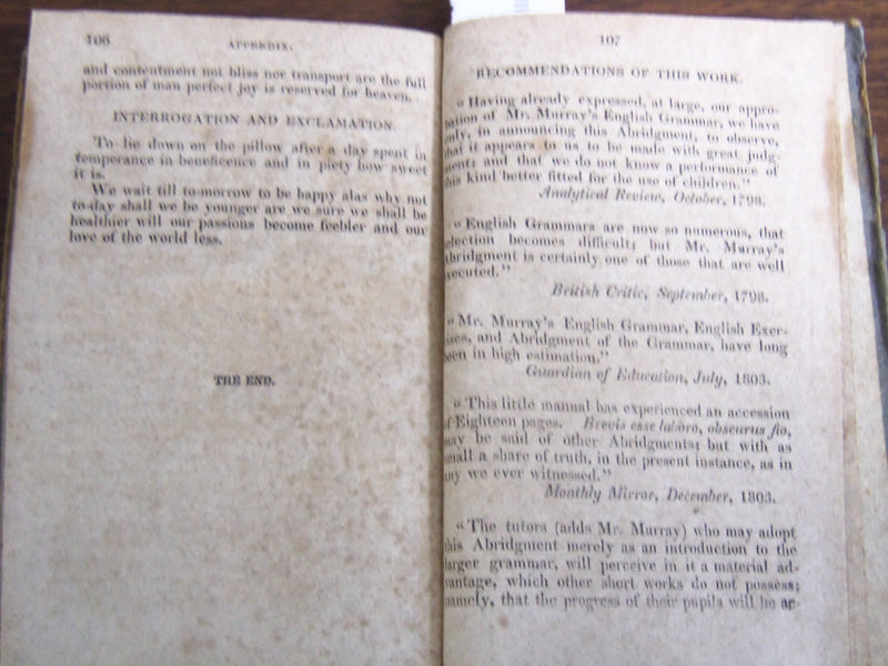 1927 MURRAY'S ENGLISH GRAMMAR ABRIDGED BOOK BY LINDLEY MURRAY - K 1287