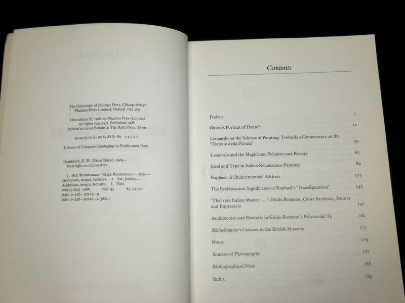 1986 NEW LIGHT ON OLD MASTERS SOFTCOVER BOOK BY GOMBRICH - KD 7324
