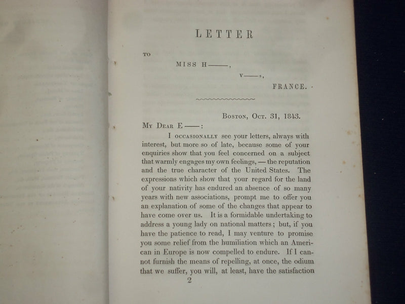 1844 A LETTER TO A LADY IN FRANCE - MARRYAT & MR. DICKENS - THOMAS GARY - J 4365