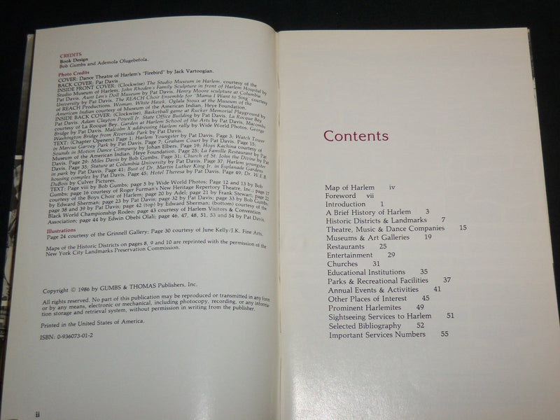 1986 HARLEM TODAY CULTURAL AND VISITORS SOFTCOVER GUIDE - J 6767