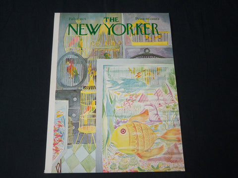 1971 FEBRUARY 6 NEW YORKER MAGAZINE FRONT COVER ONLY - GREAT ART FOR FRAMING