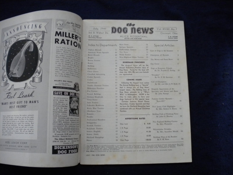 1940 JULY THE DOG NEWS MAGAZINE - THE SMOOTH FOX TERRIER - SP 3625K