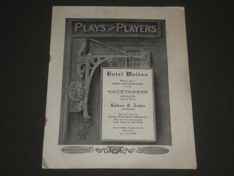 1908 SEPTEMBER PLAYS AND PLAYERS IN PHILADELPHIA THEATRE PROGRAM - J 2390