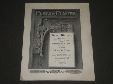 1908 SEPTEMBER PLAYS AND PLAYERS IN PHILADELPHIA THEATRE PROGRAM - J 2390