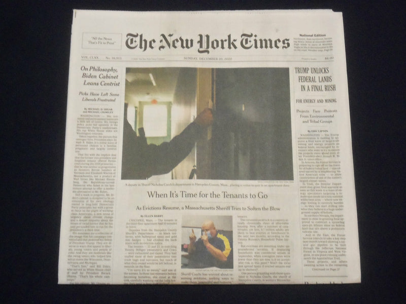 2020 DECEMBER 20 NEW YORK TIMES- TRUMP UNLOCKS FEDERAL LANDS IN A FINAL RUSH