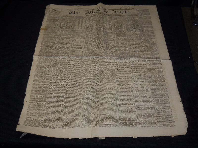 1856 DEC 27 THE ATLAS & ARGUS NEWSPAPER -PRESIDENTIAL ELECTION RESULTS- NP 3877C