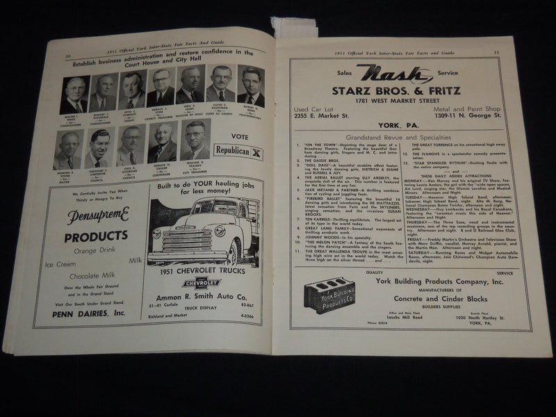 1951 YORK INTER STATE FAIR 100TH ANNIVERSARY OFFICIAL PROGRAM - J 8689