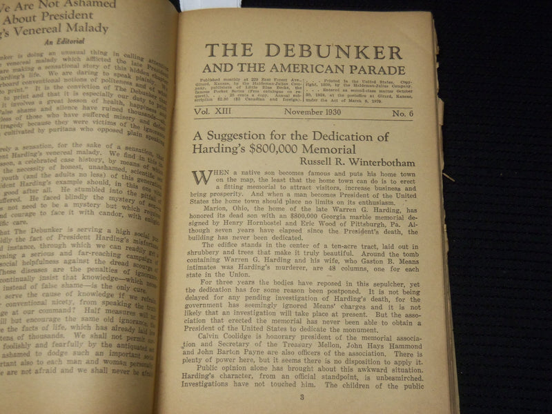 1930 NOVEMBER THE DEBUNKER AND THE AMERICAN PARADE MAGAZINE - K 597
