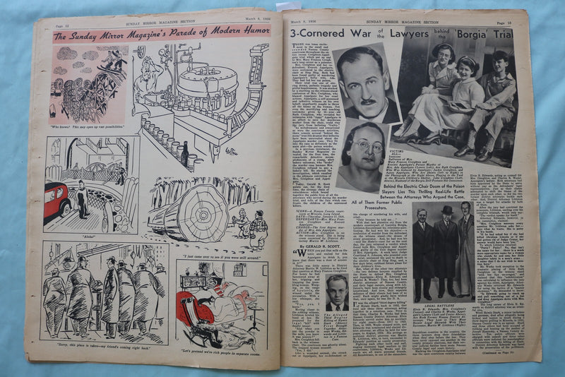 1936 MAR 8 SUNDAY MIRROR NEWSPAPER MAGAZINE SECTION - POWELL - KEELER - NP 9071