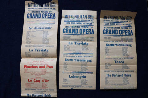 1941-1942 METROPOLITAN OPERA HOUSE BROADSIDES - LOT OF 3 - K 1532