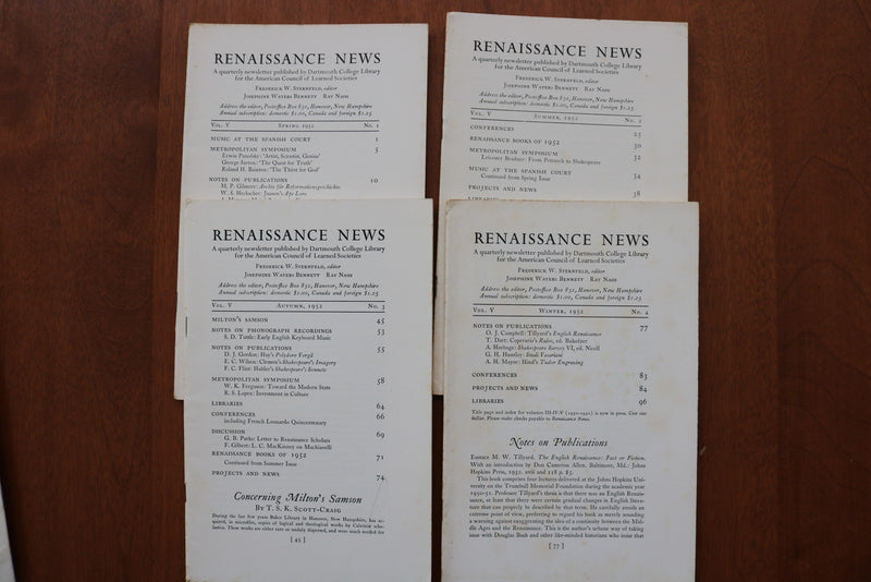 1949-1953 RENAISSANCE NEWS MAGAZINE - DARTMOUTH COLLEGE - LOT OF 18 - O 3914