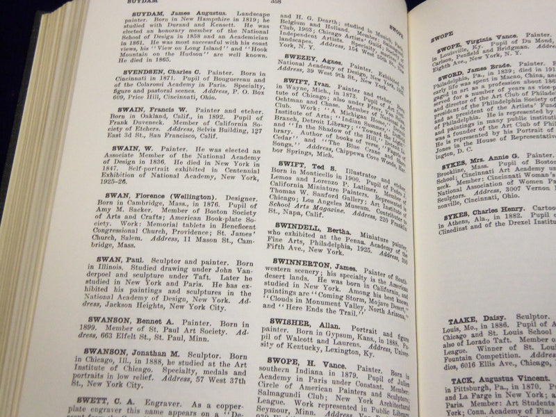 1965 FIELDING'S DICTIONARY OF AMERICAN PAINTERS BOOK BY JAMES F. CARR - KD 2437