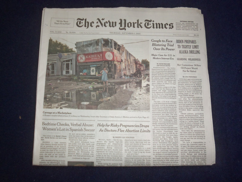 2023 SEPTEMBER 7 NEW YORK TIMES - BIDEN PREPARES TO TIGHLY LIMIT ALASKA DRILLING