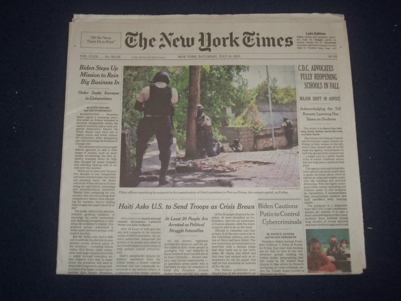 2021 JULY 10 NEW YORK TIMES - C.D.C. ADVOCATES FULLY REOPENING SCHOOLS IN FALL