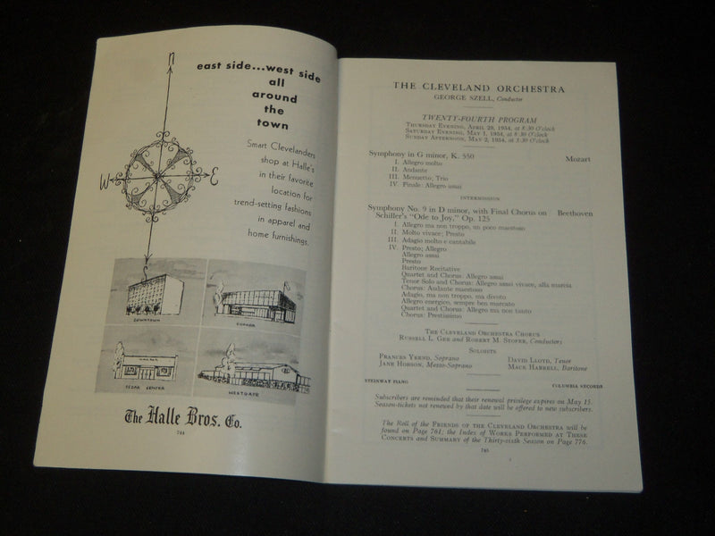 1953-1954 THE CLEVELAND ORCHESTRA PROGRAM LOT OF 3 - SIGNED - SENOFSKY - J 5344