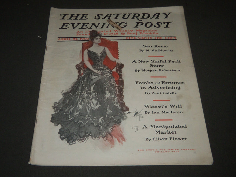 1903 APRIL 25 THE SATURDAY EVENING POST MAGAZINE - HARRISON FISHER COVER- SP 690