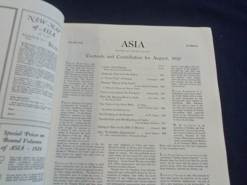 1925 AUGUST ASIA MAGAZINE - GREAT PHOTOS, STORIES & ADS - SP 1223D