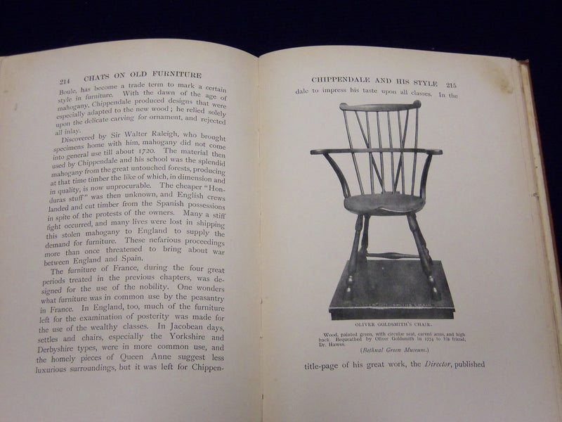 1906 CHATS ON OLD FURNITURE BY ARTHUR HAYDEN BOOK - NICE ILLUSTRATIONS - KD 3543