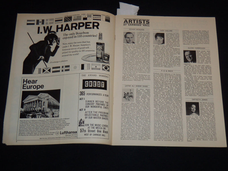 1966-1967 CARNEGIE HALL DIAMOND JUBILEE PROGRAM - 75TH SEASON - J 8920
