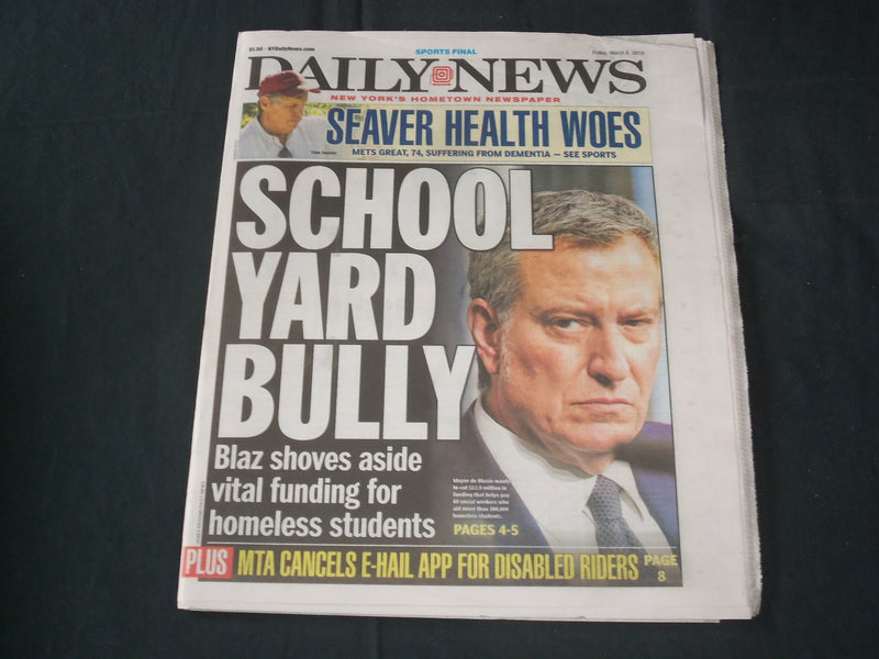 2019 MARCH 8 NEW YORK DAILY NEWS - TOM SEAVER - DEMENTIA - SEAVER STEPS AWAY