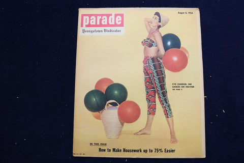 1954 AUGUST 8 PARADE MAGAZINE - CYD CHARISSE COVER - E 22329
