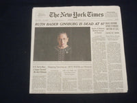 2020 SEPTEMBER 19 NEW YORK TIMES - RUTH BADER GINSBURG DIED 1933-2020