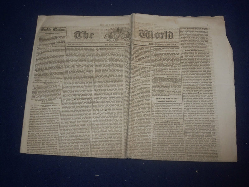 1867 MAY 15 THE WORLD NEWSPAPER - JEFFERSON DAVIS - NP 5078