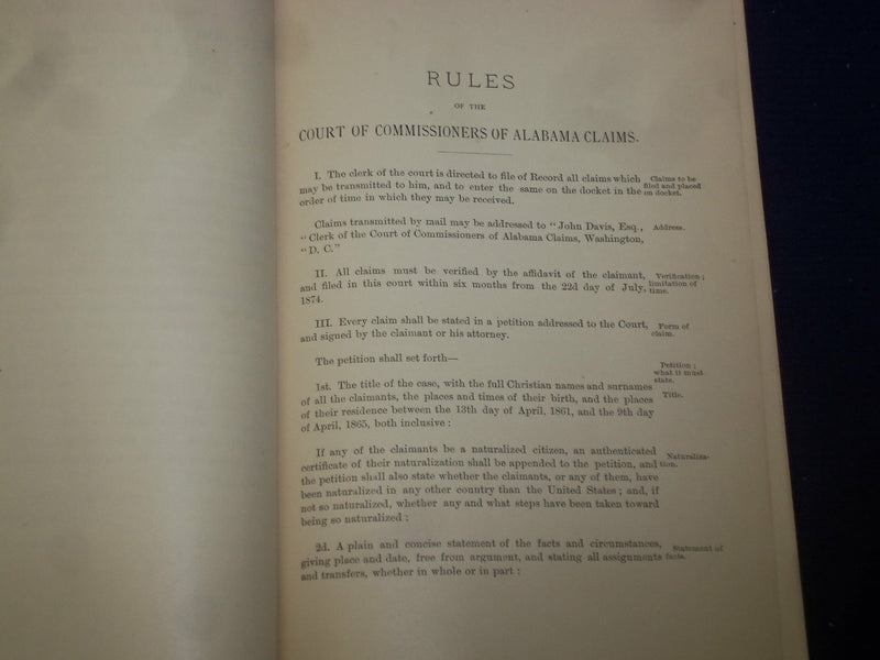 1882 LAWS OF ALABAMA CLAIMS AND RULES OF COURT - J 4483