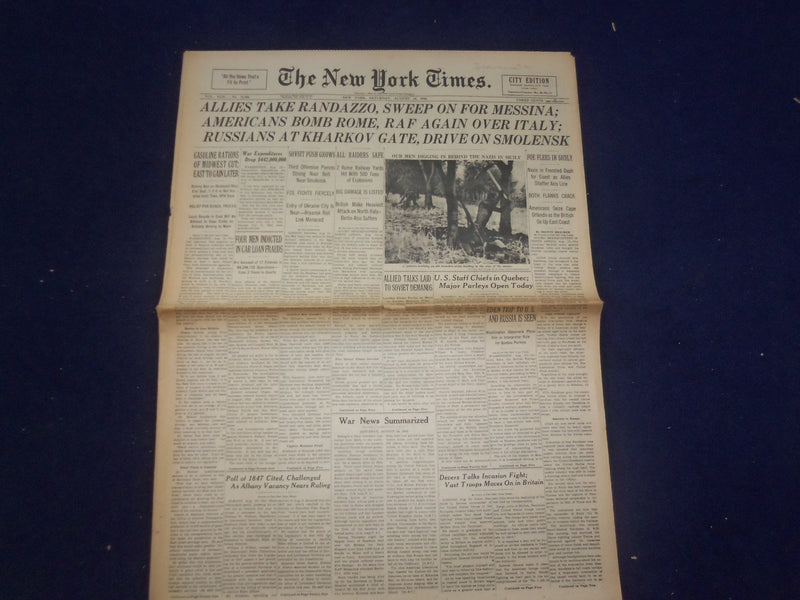 1943 AUG 14 NEW YORK TIMES - ALLIES TAKE RANDAZZO, SWEEP ON FOR MESSINA- NP 6550