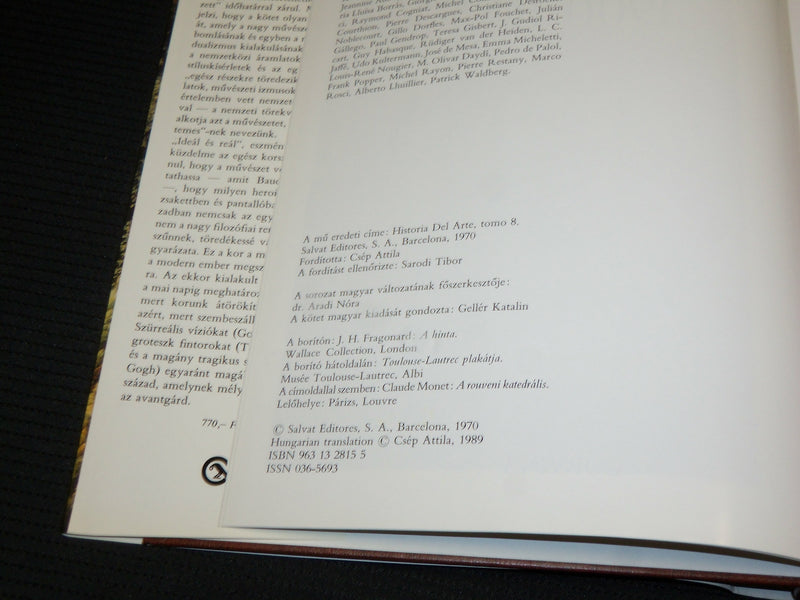 1989 A ROKOKOTOL 1900-IG MUVESZET TORTENETE HARDCOVER BOOK - R 720X