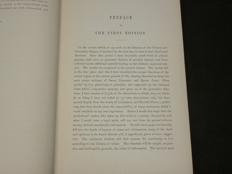 1865 THE FUNCTIONS OF THE REPRODUCTIVE ORGANS BOOK BY WILLIAM ACTON - KD 6180