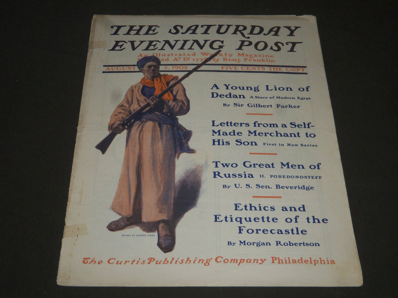 1902 AUGUST 2 THE SATURDAY EVENING POST MAGAZINE - ILLUSTRATED COVER- SP 1053
