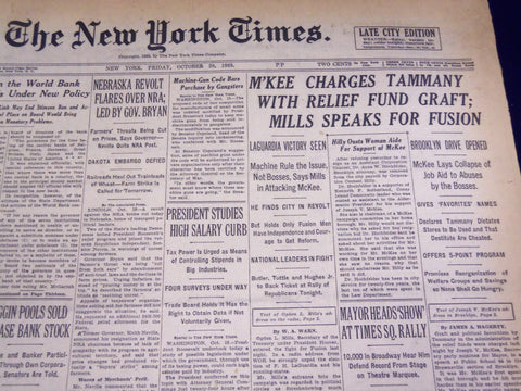 1933 OCTOBER 20 NEW YORK TIMES - LA GUARDIA VICTORY SEEN - NT 4604