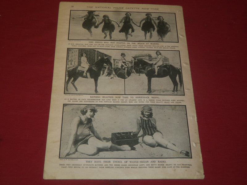 1922 JUNE 10 THE NATIONAL POLICE GAZETTE MAGAZINE - PILLORY - TUNNEY - B 5743