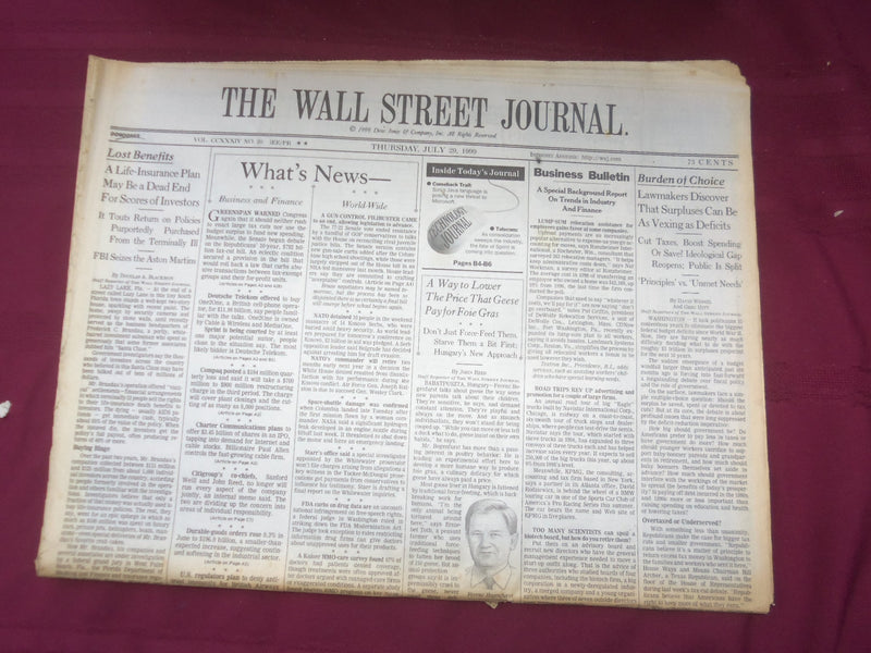 1999 JULY 29 THE WALL STREET JOURNAL - LAWMAKERS DISCOVER SURPLUSES - WJ 243