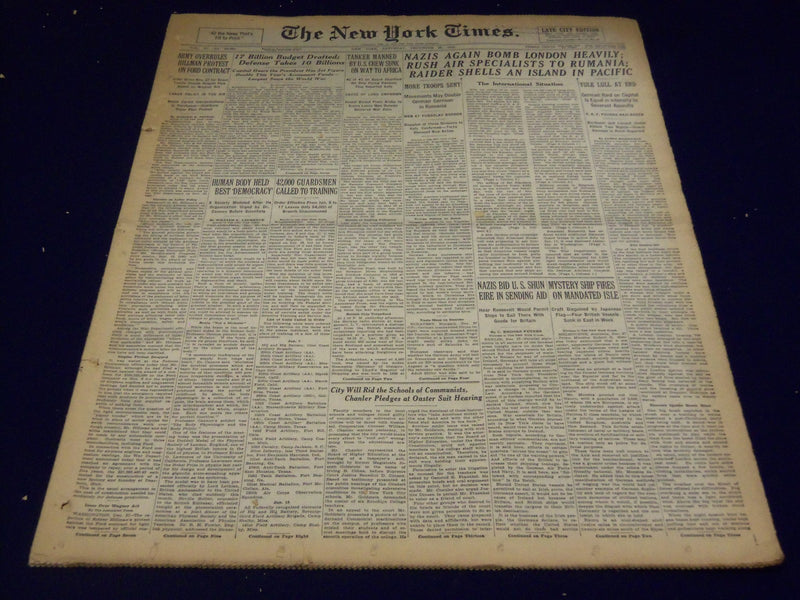 1940 DECEMBER 28 NEW YORK TIMES - NAZIS AGAIN BOMB LONDON HEAVILY - NT 2509