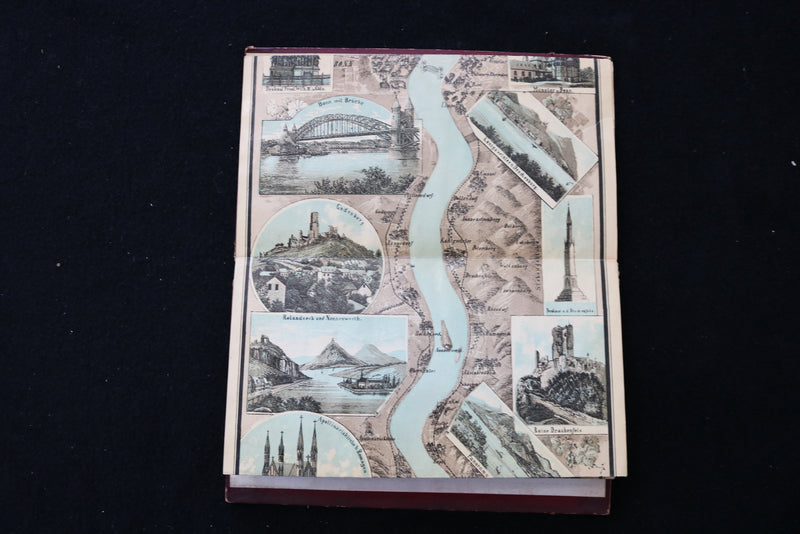 1900'S PANORAMA VOM RHEIN MAINZ-COLN FOLD-OUT HARDCOVER BOOK - K 2360
