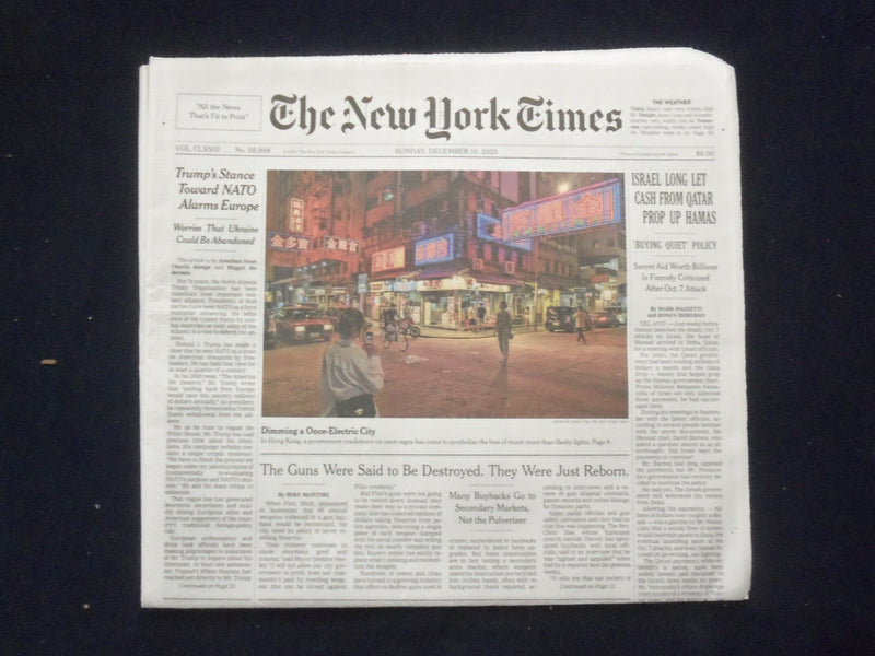 2023 DECEMBER 10 NEW YORK TIMES - ISRAEL LONG LET CASH FROM QATAR PROP UP HAMAS